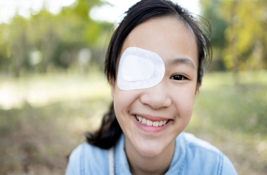a child wears an eyepatch to correct lazy eye